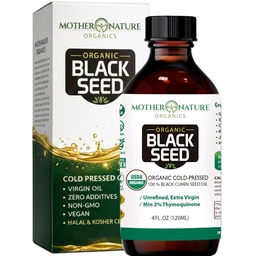 Emake loodus USDA orgaaniline musta seemne õli - külmpressitud, rafineerimata ja Vegan Nigella Sativa, kõrge tümokinoon (2% +), Omega 3 6 9 immuunsuse, liigeste ja südame tugi, juuksed ja nahk, mitte-GMO, 4oz