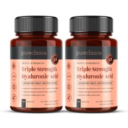 pureclinica Hüaluroonhape 300mg x 360 tabletti (2 pudelit 180-12 kuud tarne). Kolmekordne tugevus hüaluroonhape. 300% tugevam kui ükski teine HLA tablett.