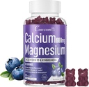 Kaltsium Magneesium Tsink Gummies & Vitamiin D3, B6, B12, Immune & Toetav Luu Tervis Kaltsium Magneesium täiendus Naistele Mehed, Suhkruvaba Vegan Mustika Maitsestatud 90