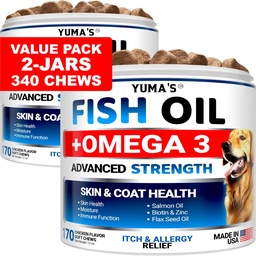 (2 Pack) Omega 3 kalaõli koertele - 170 närimist - naha- ja karvalisand - Omega 3 koertele - kuiv ja sügelev nahahooldus - allergia tugikoer Anti Shedding Treats - Salmon - kana maitse