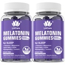 Melatoniin 20mg Gummies täiskasvanutele (2 pakendit) Täiendav tugevus L-Theanine, Ashwagandha, Magneesium, Kurkum, GABA, Sidrun Balm ja kummel toetab tervislikku Circadian Rhythm, viinamarjamaitse