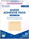 Rite Aid Sheer Adhesive Bandages with Sterile Non Stick Pad, 3" x 4" - 20 Count | Haavahooldus / Esimene abivarustus | Bandage Wrap | Medical Lipe for Skin Bandlies