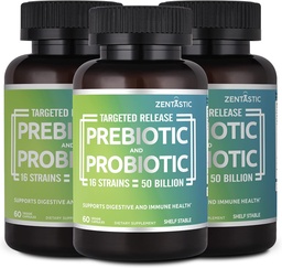 Zentastiliste probiootikumide ja prebiootikumide täiendus - 50 miljardit CFU - meeste ja naiste immuunsuse ja seedehäirete tervise jaoks - 16 tüve - riiuli stabiilne - 180 hilinenud vabastamist Veggie kapslid