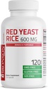 Bronson Red Pärm Riis 600 MG Monascus Purpureus Taimne tervis, Non-GMO, 120 kapslit