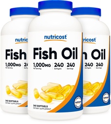 Nutricost Fish Oil 1000mg (560mg Omega-3), 240 Softgels (3 pudelit)