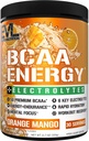 EVL BCAAs Aminohapped Pulber - BCAA Energy Pre Workout Pulber lihaste taastamiseks Lean kasvu ja vastupidavust - Rehydrate post treening taastamise Jook 6 võti elektrolüüte - Oranž Mango