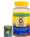 Spring Valley taimetoitlane Vitamiin D3 Gummies, 2000 IU, 50 mcg, 160 Ct + parem juhend Vitamiinid Lisad Raamatu tasuta kaasamine (ei saa eraldi müüa)
