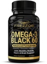 FREZZOR Omega 3 Must liigesehoolduseks ja mugavuseks - Uus-Meremaa roheline libistatud rannakarbiõli kapslid; 53x suurem tugevus UAF1000+ superantioksüdandiga, ilma kalalise järelmaitseta, 1-pakk, 60 Softgels