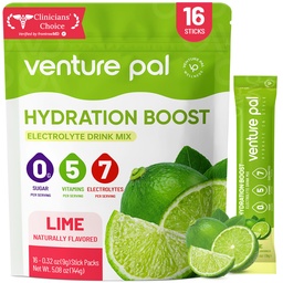 Venture Pal Sugar Free Electrolyte Powder Packets - Vedel Daily IV hüdratsioonipaketid | Elektrolüütide Joogi Segu 5 vitamiini ja 7 elektrolüüdiga | Keto Sõbralik | Mitte-GMO | Sertifitseeritud Vegan | 16 Pulgad