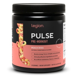 LEGION Pulse Pre Workout - kõik looduslikud lämmastikoksiidi ettevalmistusjoogid energia suurendamiseks, kreatiinivaba, looduslikult magustatud, beeta-alaniin, tsitrulliin, Alpha GPC (virsik)