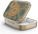 Pill Case Box koos Peegel Retro 2 Kompartment Väike pillid juhul rahakoti või tasku pronksist Ristkülikukujuline Pill Box või vitamiinid, kalaõli, toidulisandeid, Pill Sisaldab Reisikingitused (Retro Mandala)