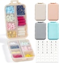 4 Pack, 14 GRIDS Travel Pill Organizer Box koos etikettidega - Travel Medicine Case Kit - Pocket Daily Pharmacy Container - Travel Medic Holder for Fish Oil Vitamin Supplement Storage