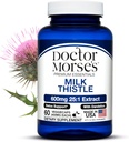 Doktor Morse Piimaohaka täiendus 25: 1 Väljavõte 600mg, mis vastab 15000mg, Maksa Detox Support 4: 1 Väljavõte 300mg samaväärne 1200mg Dandelion Juur - FDA Certified Ultra Potent Formula - 60 Caps