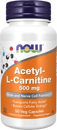 NOW Toidulisandid, atsetüül-L-karnitiin 500 mg, aminohape, aju ja närvirakkude funktsioon *, 50 Veg kapslit