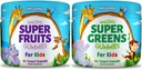 Super Fruit ja Super Green Gummies lastele 180 Count Superfood Blend Pehme ja maitsev gluteenivaba mitte-GMO
