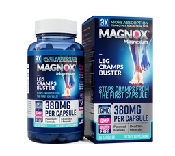 MAGNOX® jalakrambid Buster | 380mg Magneesium jalgade krambid öösel | Magneesiumilisa lihaste spasmid | 3X rohkem imendumist | Surnumere mineraalid | Sleep & Lihased | 60 Caps