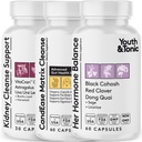 Hormoon Tasakaal & CandEase Matrix & Kidney Cleanse Bundle 3 Pack for Woman | Naine Kõik etapid Hormonaalne ja seedetrakti tasakaalustamatus Toetus