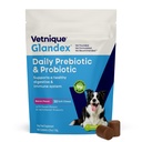 Vetnique Glandex Prebiootikumidega koerte igapäevased probiootikumid soolestiku tervise toetamiseks kiudainete ja seedeensüümide, probiootiliste närimiskummide või pulbritega (30ct Chews, Bacon Chews)