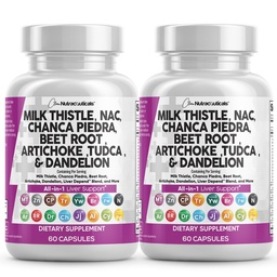 Puhas Nutraceuticals Piimaohakas NAC Chanca Piedra Beet Juur Artišokk Dandelion Juur - Maksapuhastuslisa Plus TUDCA koliin & ingver - 2Pack