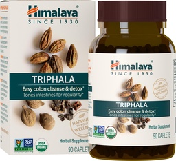 Himaalaja orgaaniline triphala, 90-päevane pakkumine - seedimist toetav toidulisand Colon Cleanse & Occasional Bloating ja kõhukinnisus Relief - USDA Organic, Vegan, Non-GMO, Gluteenivaba, 688 mg, 90 Caplets