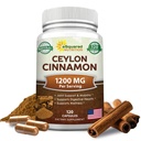 Natural Ceylon Cinnamon 1200mg - 120 Kapslid, Tõeline Kaneel Sri Lankalt, Väljavõte Täiendavad Pillid Soodustab Südame Tervist