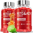 Keto ACV Gummies - 1500mg õunasiidri äädikakummid granaatõunapeet ja vitamiin B12 B6 - Sidrunmee maitse - meestele ja naistele - GMO-vaba & vegan - 120 krahv