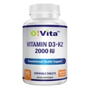 Vitamiin D3 + K2 2000IU närimiskõlblik luu tervise toetamiseks, 90 taimset närimistabletti, kuni 3-kuuline pakkumine
