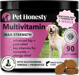 Koer Multivitamiin Max Tugevus - 15-st 1-st vitamiinist tervisele ja südamele - Essentials Fish Oil, Glükosamiin, probiootikumid, Omega Fish Oil - Multivitamiinid Täiendused nahale ja kate