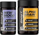 ONNIT Premium Alpha Brain Bundle - Nootropic Brain Supplement (90 Count) fookuse, kontsentratsiooni ja mälu jaoks + uus meeleolu täiendus stressi leevendamiseks, une ja meeleolu (60 loend)