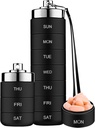Mossime Metal Pill Organizer Nädalane, virnastatav veekindel reisipillide karp, suur alumiiniumist legeeritud pillide korpuse konteiner, BPA tasuta 7-päevane igapäevane meditsiinikorraldaja vitamiini, kalaõli, täiendus