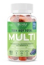 SUKU Teen Boy Multivitamiin Gummies - vitamiinid A, B12, C, D3, E, tsink ja biotiin - suhkruvaba taimetoitlane toidulisand energia, kasvu, immuunsuse ja luude tervise jaoks - viinamarjamaitse - 60 krahv