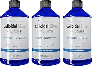 Kolloidne hõbevedelik - 12 PPM Premium Silver Solution, 60 MCG per Serving, kõik looduslikud, Vegan Immune System Support, Ionic Silver Water Daily Mineral Supplement (3-16 Fl oz pudelid)