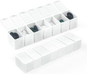 Iganädalane väike pillide korraldaja, 7-päevane pillide juhtum, igapäevane vitamiinijuhtumi meditsiinikast, pillide konteinerid ravimilisanditele kalaõli (2Pcs, valge)