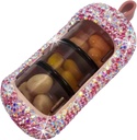 Bling Pill Korraldaja - Cute ja Compact Pill Box Purse - Stiilne Pill Case Sparkling Design - Travel-Friendly Medicine Holder -Slide in / Out Design Pill Korraldaja (Pink)