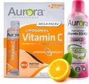 Aurora Nutrascience Mega Liposomaalne Vitamiin C 32 Pack + Vitamiin D3/K2 Pudelikomplekt - Immuunsüsteemi toetamise ja kognitiivse tervise täiendus - 32 Servings Iga