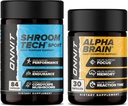 ONNIT Premium Alpha Brain Bundle - Nootropic Brain Supplement (30 Count) fookuse, kontsentratsioon ja mälu + Shroom Tech Sport treeningu, energia ja südame-veresoonkonna jõudlust (84 Count)
