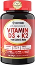 Taimne Vitamiin D3 K2 Täiendus Softgel - Vit D3 10000 Iu + Vitamiin K2 Mk7 200 Mcg, Vetikad Omega-3, Magneesium, Vitamiin B12 Luu ja lihaste jaoks, Immuunsüsteemi tugi, Max Absorption, Lihtne neelata 1pack