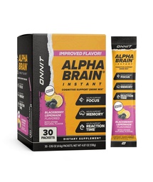 ONNIT Alpha Brain Instant Cognitive Support Drink Mix, BlackBerry Lemonade Maitse, Nootroopne täiendus fookusele, mälule ja selgusele, 0,13 oz paketid, 30 krahv