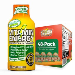 Vitamiinenergia Immuunsus + ekstra tugevus Energia Shot Mango 48 Pack, 260mg looduslik kofeiin, B-vitamiinid, tsitikoliin, roheline tee, immuunsuse ja fookuse toetus, null suhkur, gluteenivaba 1,93 fl oz
