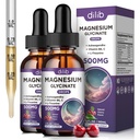 (2 Pack) Magneesiumglütsinaat Vedelik tilgad 500mg , vitamiin B6 , ashwagandha , L - Theanine , kummel , magneesiumglütsinaadi lisand Suur imendumine une, stressi, energia meeleolu - kirsi maitse