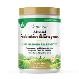 NaturVet - Advanced probiootikumid ja ensüümid - Plus Vet Tugevus PB6 Probiootikum | Toetab ja tasakaalustab lemmikloomi tundlike kõhu ja seedeprobleemidega | koertele ja kassidele (1 lb)
