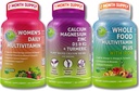Vegan Multivitamiinid & Kaltsium Trio - Terve toit Multivitamiini Raud + Naiste Päeva Multivitamiini Raud + Taimne Kaltsium, Magneesium, Tsink, D3, K2 & Kurkum - Energia, Luu Ja Immuunsüsteemi Toetus
