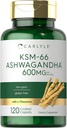 Carlyle KSM-66 Ashwagandha 600mg | 120 Caplets | ekstrakti täiendus L-Theanine | Vegan, Non-GMO, Gluteenivaba