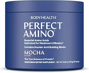 BodyHealth PerfectAmino Powder - BCAA ja EAA Powder Pre ja Post Workout - Aminohappe energiajook meestele ja naistele, et toetada Lean lihaseid ja taastumist - Mocha - 30 Servings