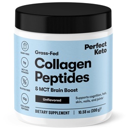 Täiuslik Keto kollageen Peptiidid Valgupulber MCT õli, hüdrolüüsitud kollageeni, tüüp I & III täiendada, Gluteenivaba, Grass Fed, madal carb, Keto kohvikreamer, kollageen naistele ja meestele, maitsestamata