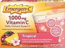 Emergen-C 1000mg C-vitamiini pulber, antioksüdandid, B-vitamiinid ja elektrolüüdid, C-vitamiini lisandid immuunsuse toetamiseks, kofeiinivaba Fizzy joogi segu, troopiline maitse - 30 Count/1 kuu pakkumine