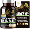 Pure Himalayan Shilajit täiendus meestele ja naistele, [40 000MG, Max Strength] Sisaldab 50% Fulvic Acid üle 85 Trace Minerals toetada energiat, aju ja immuunsust, 120 Veg Caps