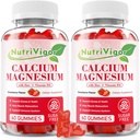 Kaltsium Magneesium Tsink Gummies kõrge neeldumise Magneesium 300mg, kaltsiumilisandi D3 luu, lihased ja immuuntoetus lastele ja täiskasvanutele, maasikamaitse, 120 krahv
