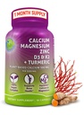 Taimepõhine kaltsium 500mg (akvamin) - Vegankaltsium Magneesium Tsink D3 vitamiiniga K2 ja orgaaniline kurkum - täiustatud luu ja lihaste tervis ja tugevus, immuunsuse tugi naistele ja meestele - 90 loend