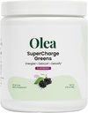 Olea Supercharge Greens - Bloat Relief & Clean Energy Support - Yerba Mate + probiootikumid + seedetrakti ensüümid + kiudaine - suhkrut ei lisata - soolestiku tervise rohelised joogid igapäevaseks seedimiseks